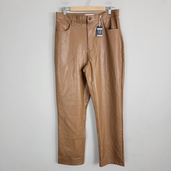 Abercrombie & Fitch Pants - Abercrombie & Fitch Pant Curve Love 90s Straight Ultra High Rise Faux Leather 14